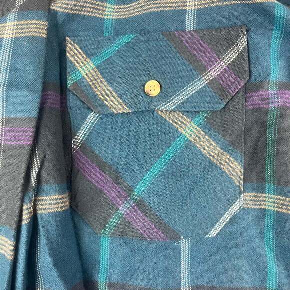 Saugatuck Dry Goods Men's XL Blue Plaid Flannel Shirt Vintage Western - Picture 3 of 9